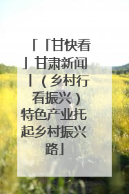 「甘快看」甘肃新闻丨（乡村行 看振兴）特色产业托起乡村振兴路