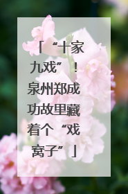 “十家九戏”！泉州郑成功故里藏着个“戏窝子”