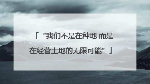 “我们不是在种地 而是在经营土地的无限可能”