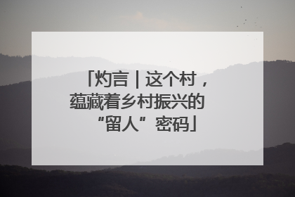 灼言｜这个村，蕴藏着乡村振兴的“留人”密码