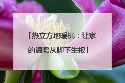 热立方地暖机：让家的温暖从脚下生根