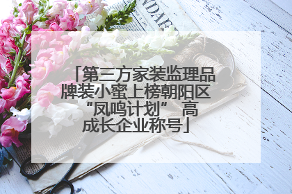 第三方家装监理品牌装小蜜上榜朝阳区 “凤鸣计划” 高成长企业称号