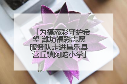 为福添彩守护希望 潍坊福彩志愿服务队走进昌乐县营丘镇阿陀小学