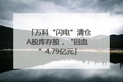 万科“闪电”清仓A股库存股，“回血”4.79亿元