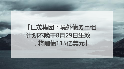 世茂集团：境外债务重组计划不晚于8月29日生效，将削债115亿美元