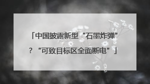 中国披露新型“石墨炸弹”？“可致目标区全面断电”