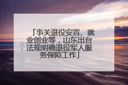 事关退役安置、就业创业等，山东出台法规明确退役军人服务保障工作