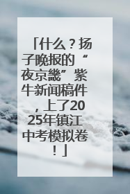 什么？扬子晚报的“夜京畿”紫牛新闻稿件，上了2025年镇江中考模拟卷！