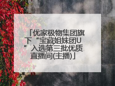 优家极物集团旗下“宝藏姐妹团U”入选第三批优质直播间(主播)