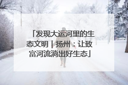 发现大运河里的生态文明｜扬州：让致富河流淌出好生态