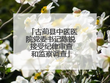 古蔺县中医医院党委书记陈锐 接受纪律审查和监察调查