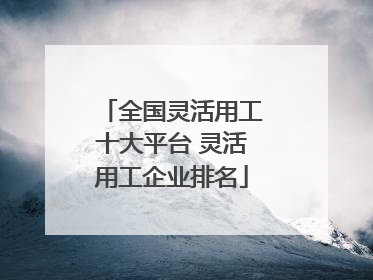 全国灵活用工十大平台 灵活用工企业排名