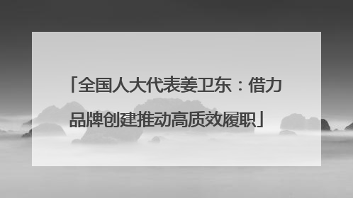 全国人大代表姜卫东：借力品牌创建推动高质效履职