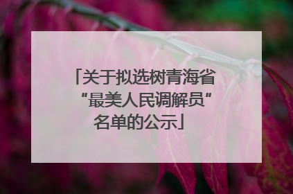 关于拟选树青海省“最美人民调解员” 名单的公示