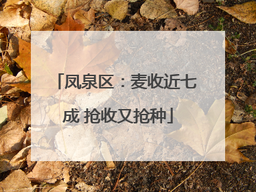 凤泉区：麦收近七成 抢收又抢种