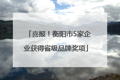 喜报！衡阳市5家企业获得省级品牌奖项