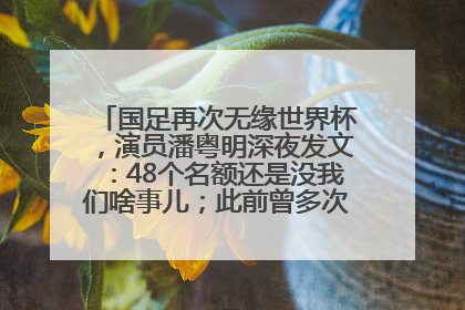 国足再次无缘世界杯，演员潘粤明深夜发文：48个名额还是没我们啥事儿；此前曾多次为国足发声