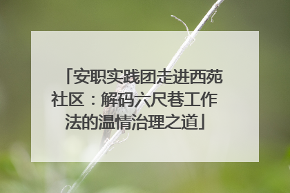 安职实践团走进西苑社区：解码六尺巷工作法的温情治理之道