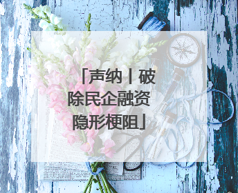 声纳丨破除民企融资隐形梗阻