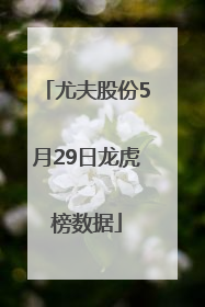 尤夫股份5月29日龙虎榜数据