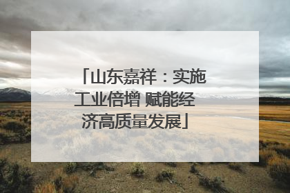 山东嘉祥：实施工业倍增 赋能经济高质量发展