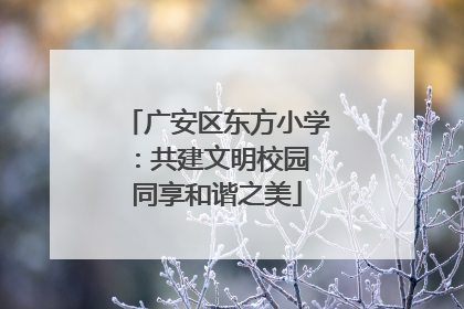 广安区东方小学：共建文明校园 同享和谐之美