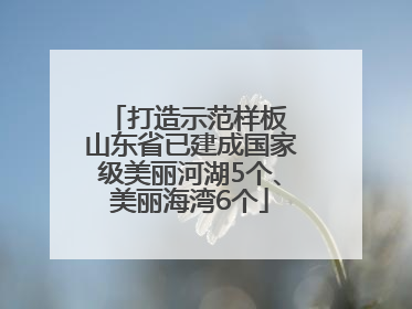 打造示范样板 山东省已建成国家级美丽河湖5个、美丽海湾6个