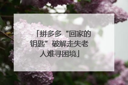 拼多多“回家的钥匙”破解走失老人难寻困境