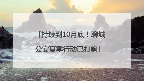 持续到10月底！聊城公安夏季行动已打响