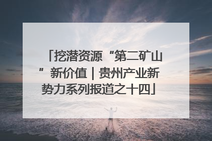 挖潜资源“第二矿山”新价值｜贵州产业新势力系列报道之十四