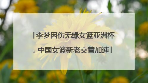 李梦因伤无缘女篮亚洲杯，中国女篮新老交替加速