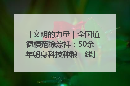 文明的力量｜全国道德模范徐淙祥：50余年躬身科技种粮一线