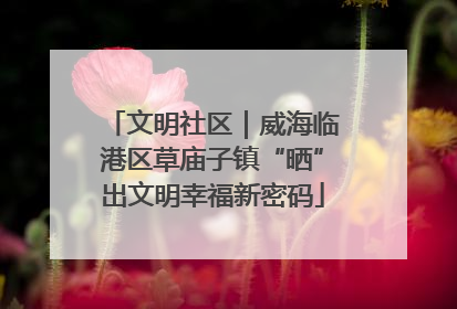 文明社区｜威海临港区草庙子镇“晒”出文明幸福新密码