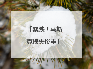 暴跌！马斯克损失惨重