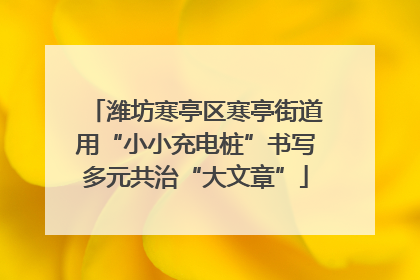 潍坊寒亭区寒亭街道用“小小充电桩”书写多元共治“大文章”