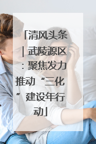 清风头条｜武陵源区：聚焦发力推动“三化”建设年行动