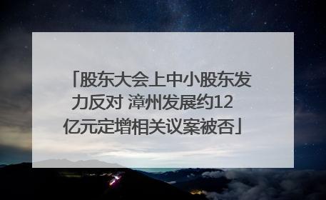股东大会上中小股东发力反对 漳州发展约12亿元定增相关议案被否