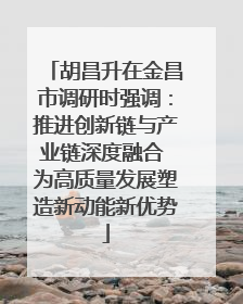 胡昌升在金昌市调研时强调：推进创新链与产业链深度融合 为高质量发展塑造新动能新优势
