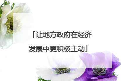 让地方政府在经济发展中更积极主动