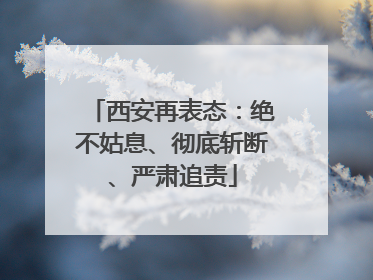 西安再表态：绝不姑息、彻底斩断、严肃追责
