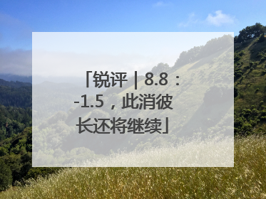 锐评｜8.8：-1.5，此消彼长还将继续