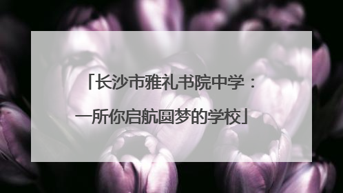 长沙市雅礼书院中学：一所你启航圆梦的学校