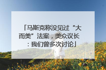马斯克称没见过“大而美”法案，美众议长：我们曾多次讨论