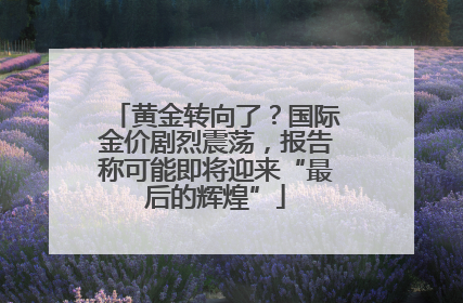 黄金转向了？国际金价剧烈震荡，报告称可能即将迎来“最后的辉煌”
